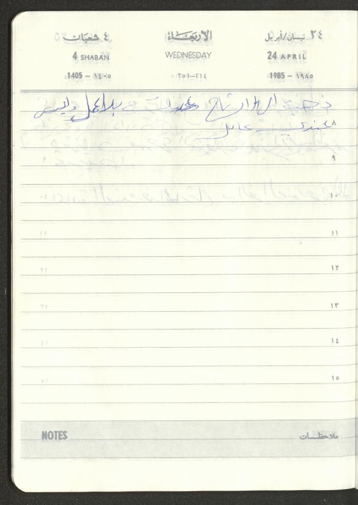 Mahmoud Khreisheh Diaries, Thinnaba- Tulkarm, 1985