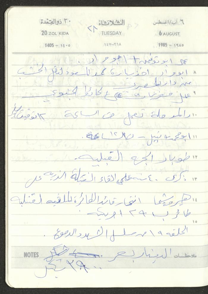 Mahmoud Khreisheh Diaries, Thinnaba- Tulkarm, 1985