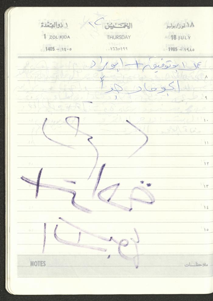 Mahmoud Khreisheh Diaries, Thinnaba- Tulkarm, 1985