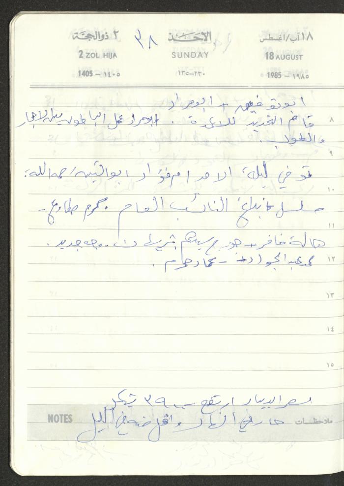 Mahmoud Khreisheh Diaries, Thinnaba- Tulkarm, 1985