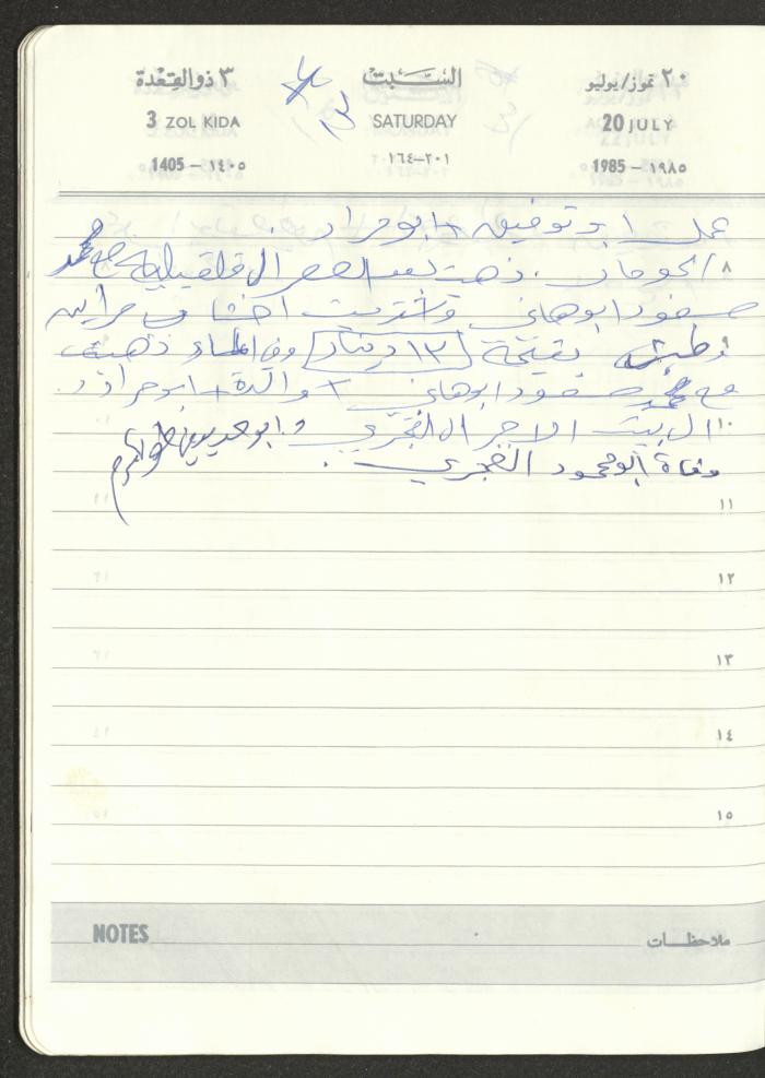 Mahmoud Khreisheh Diaries, Thinnaba- Tulkarm, 1985