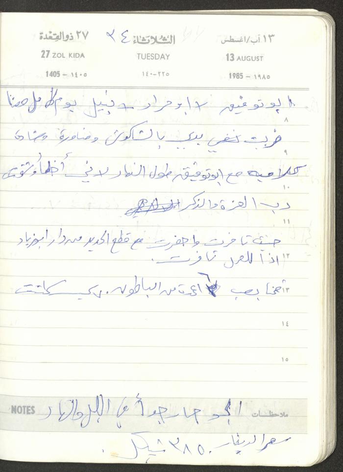 Mahmoud Khreisheh Diaries, Thinnaba- Tulkarm, 1985
