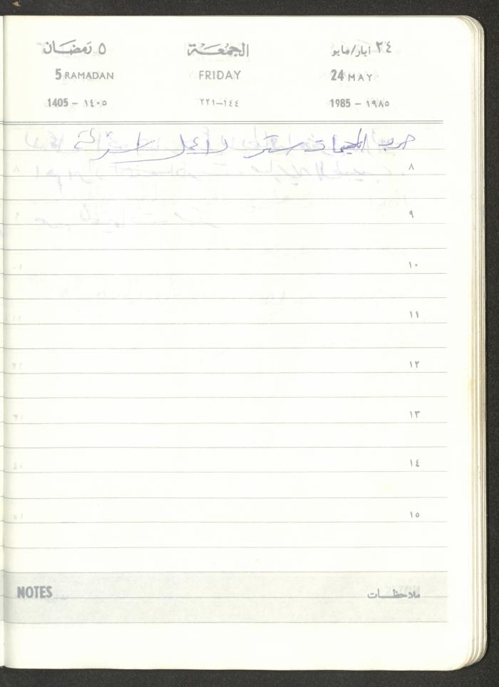 Mahmoud Khreisheh Diaries, Thinnaba- Tulkarm, 1985