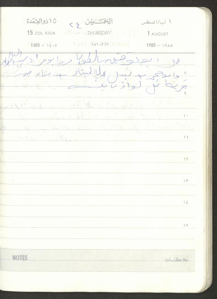 Mahmoud Khreisheh Diaries, Thinnaba- Tulkarm, 1985
