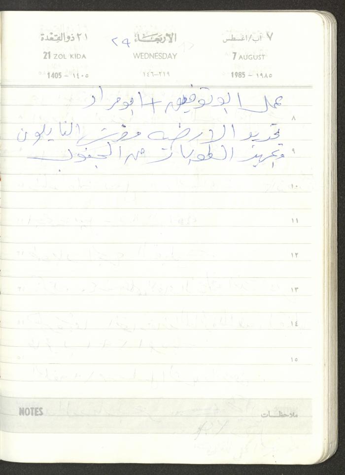 Mahmoud Khreisheh Diaries, Thinnaba- Tulkarm, 1985