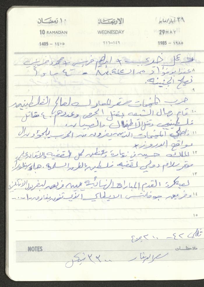 Mahmoud Khreisheh Diaries, Thinnaba- Tulkarm, 1985