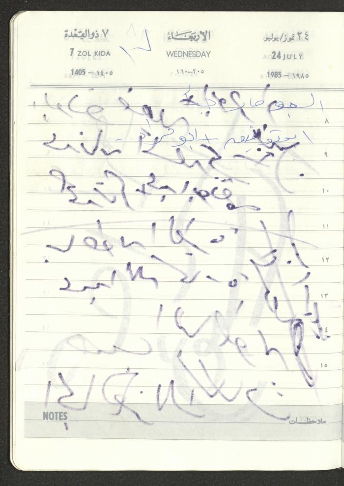 Mahmoud Khreisheh Diaries, Thinnaba- Tulkarm, 1985