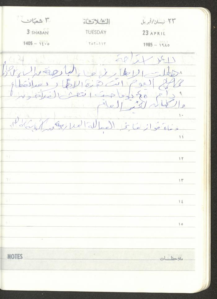 Mahmoud Khreisheh Diaries, Thinnaba- Tulkarm, 1985