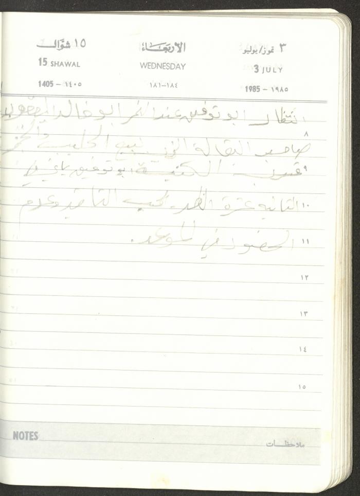 Mahmoud Khreisheh Diaries, Thinnaba- Tulkarm, 1985