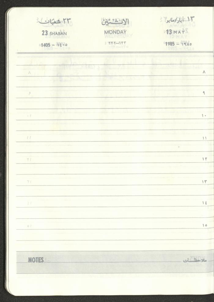 Mahmoud Khreisheh Diaries, Thinnaba- Tulkarm, 1985