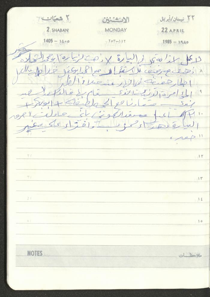 Mahmoud Khreisheh Diaries, Thinnaba- Tulkarm, 1985