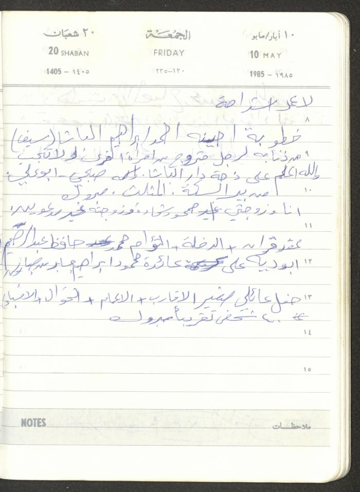 Mahmoud Khreisheh Diaries, Thinnaba- Tulkarm, 1985