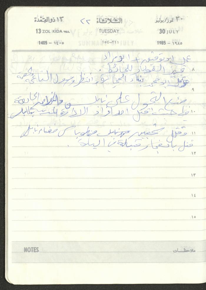 Mahmoud Khreisheh Diaries, Thinnaba- Tulkarm, 1985