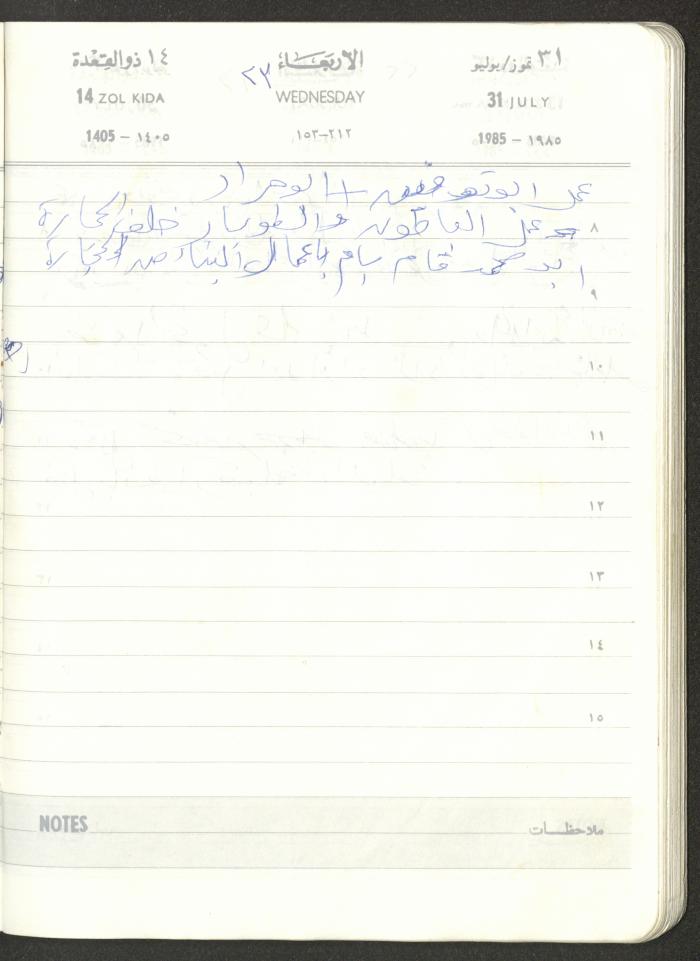 Mahmoud Khreisheh Diaries, Thinnaba- Tulkarm, 1985