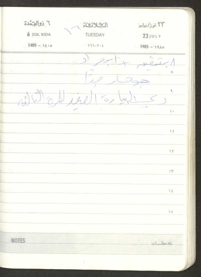 Mahmoud Khreisheh Diaries, Thinnaba- Tulkarm, 1985