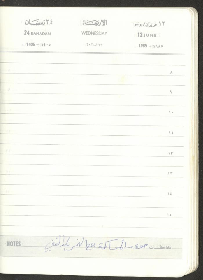 Mahmoud Khreisheh Diaries, Thinnaba- Tulkarm, 1985