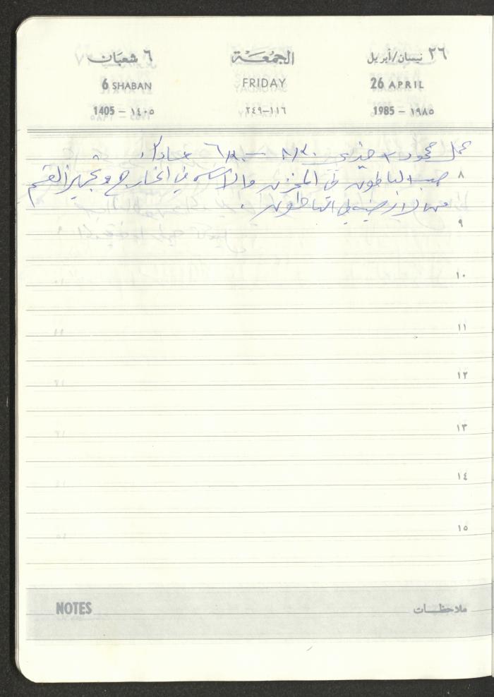Mahmoud Khreisheh Diaries, Thinnaba- Tulkarm, 1985