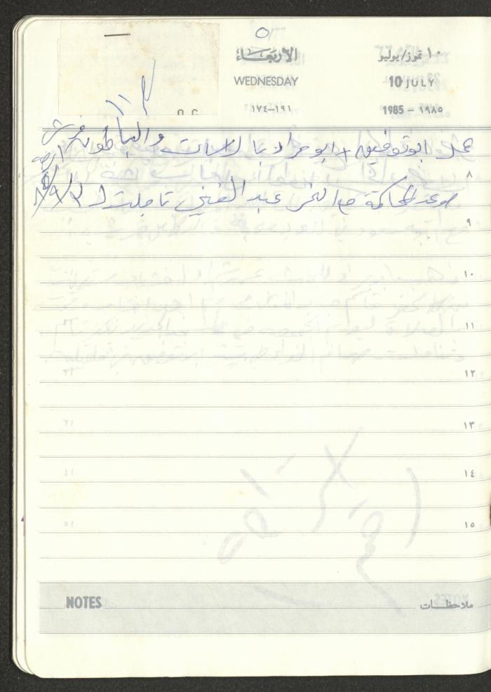 Mahmoud Khreisheh Diaries, Thinnaba- Tulkarm, 1985