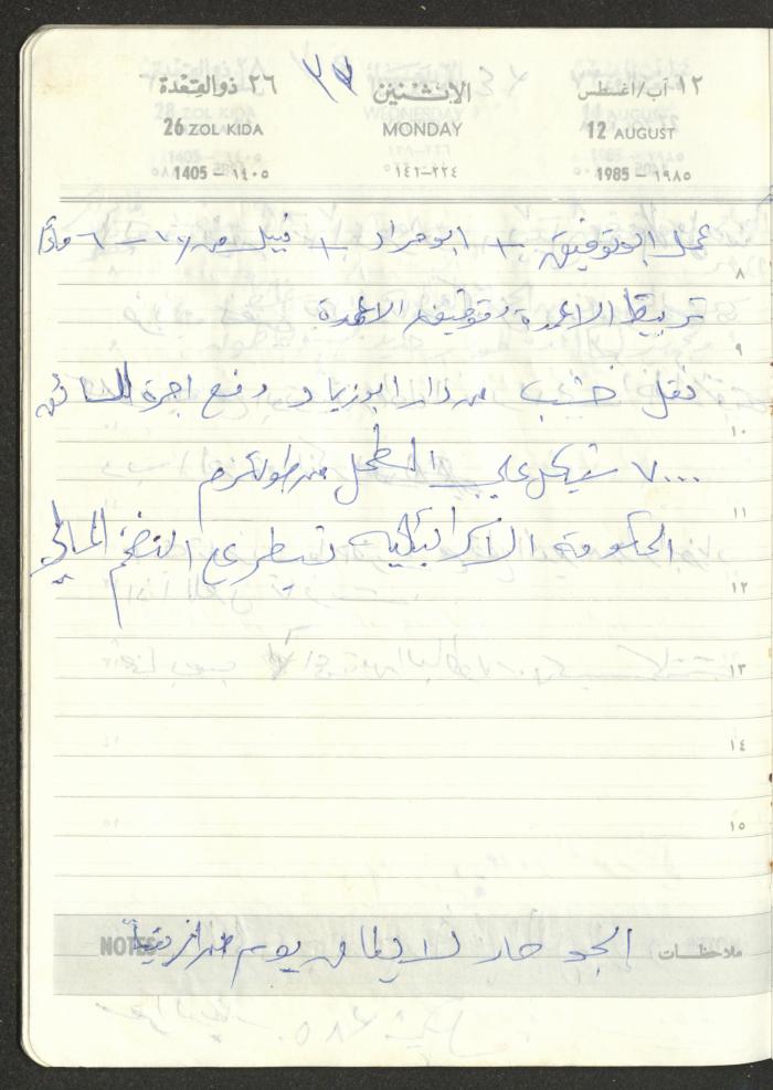 Mahmoud Khreisheh Diaries, Thinnaba- Tulkarm, 1985
