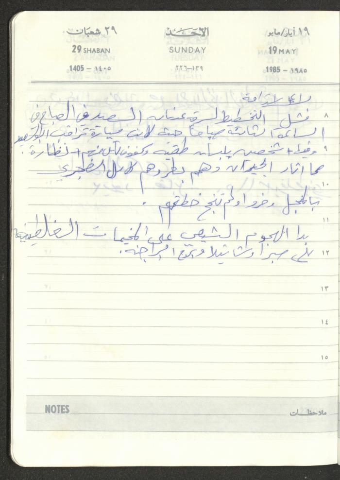 Mahmoud Khreisheh Diaries, Thinnaba- Tulkarm, 1985