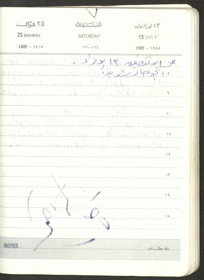 Mahmoud Khreisheh Diaries, Thinnaba- Tulkarm, 1985