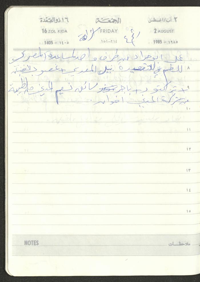 Mahmoud Khreisheh Diaries, Thinnaba- Tulkarm, 1985