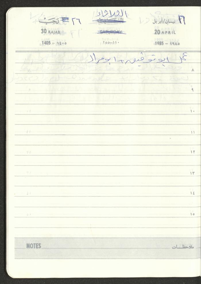 Mahmoud Khreisheh Diaries, Thinnaba- Tulkarm, 1985
