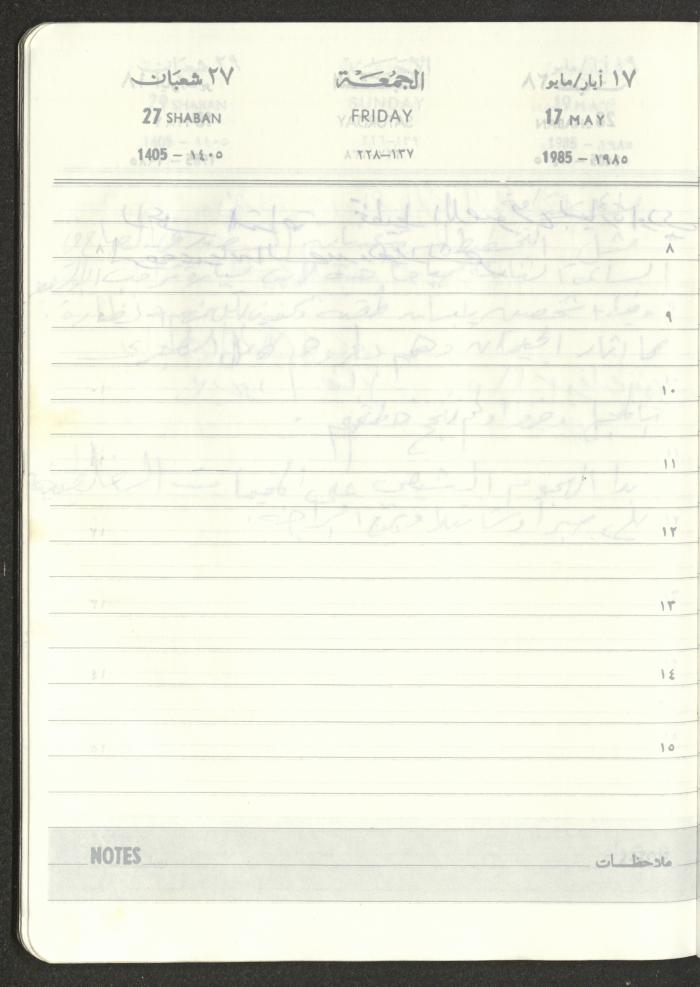 Mahmoud Khreisheh Diaries, Thinnaba- Tulkarm, 1985