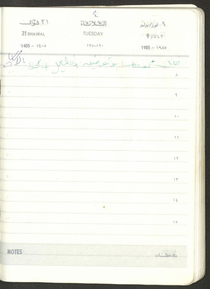 Mahmoud Khreisheh Diaries, Thinnaba- Tulkarm, 1985