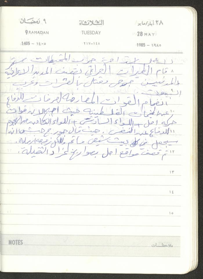 Mahmoud Khreisheh Diaries, Thinnaba- Tulkarm, 1985