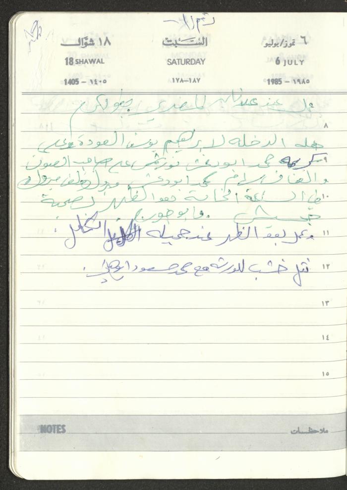 Mahmoud Khreisheh Diaries, Thinnaba- Tulkarm, 1985