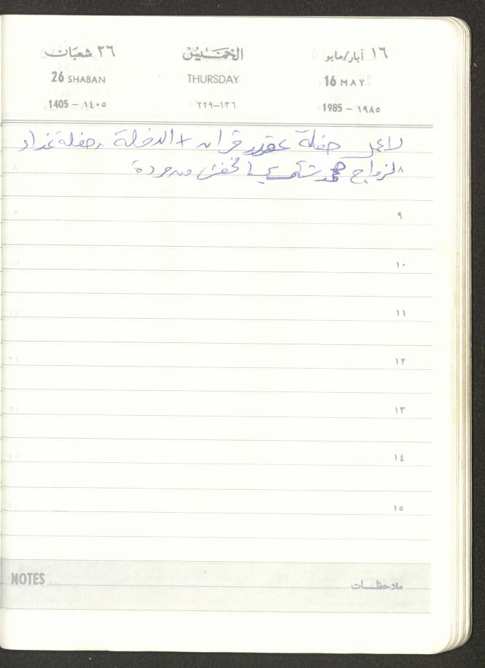 Mahmoud Khreisheh Diaries, Thinnaba- Tulkarm, 1985