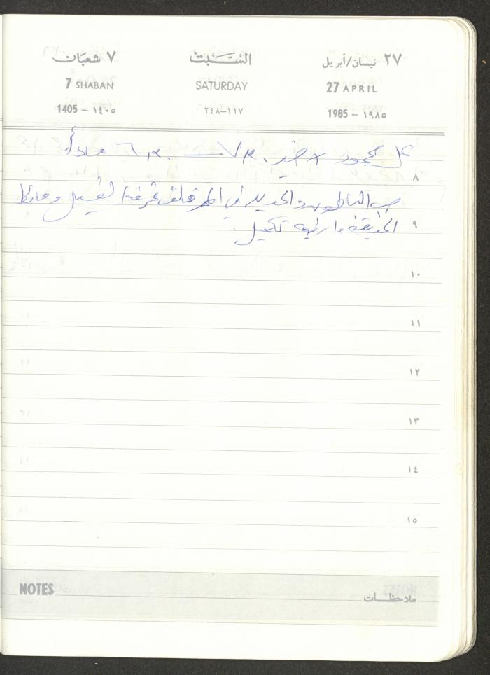 Mahmoud Khreisheh Diaries, Thinnaba- Tulkarm, 1985