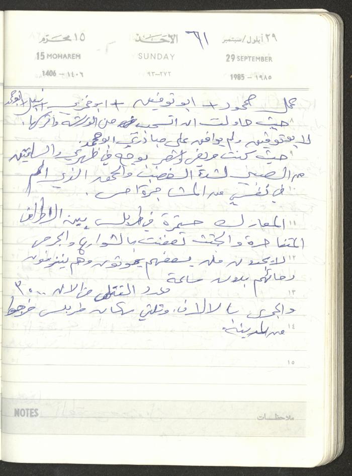 Mahmoud Khreisheh Diaries, Thinnaba- Tulkarm, 1985