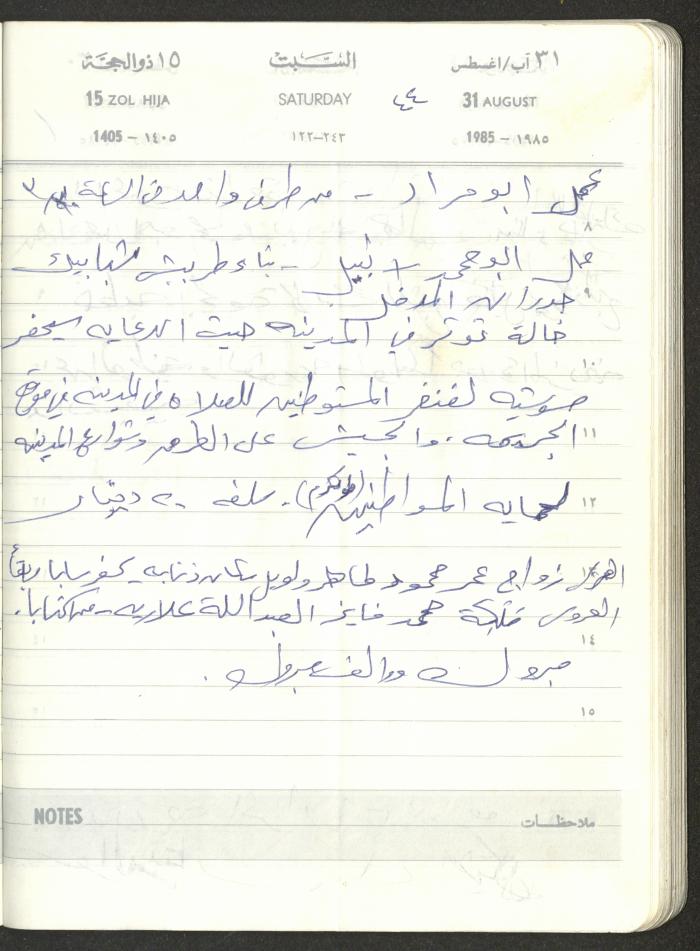 Mahmoud Khreisheh Diaries, Thinnaba- Tulkarm, 1985