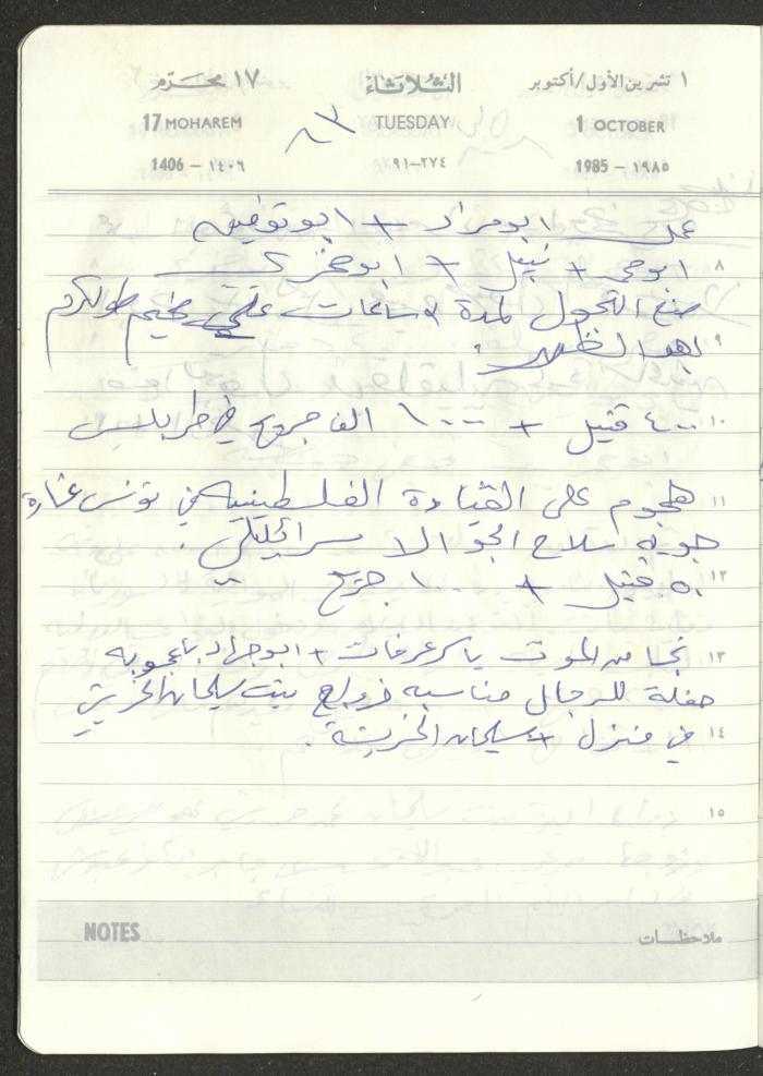Mahmoud Khreisheh Diaries, Thinnaba- Tulkarm, 1985
