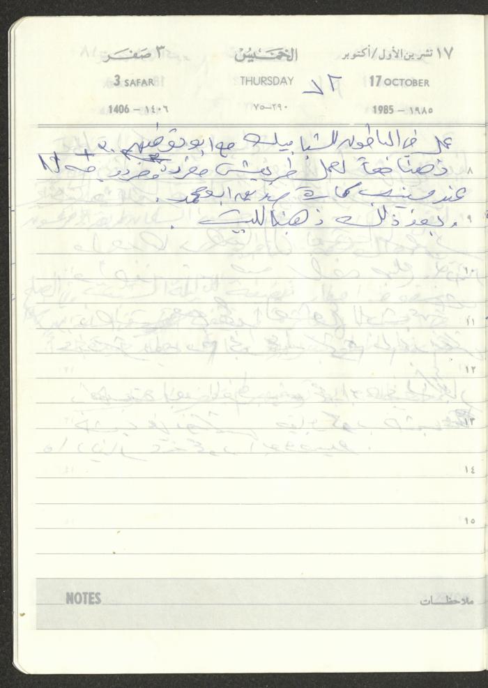 Mahmoud Khreisheh Diaries, Thinnaba- Tulkarm, 1985