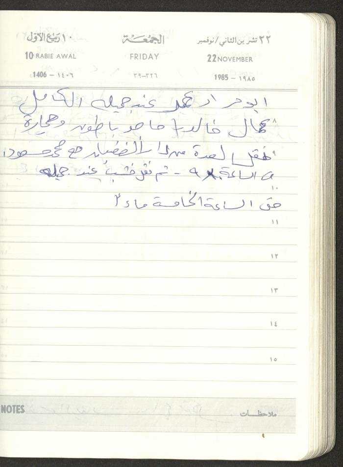 Mahmoud Khreisheh Diaries, Thinnaba- Tulkarm, 1985
