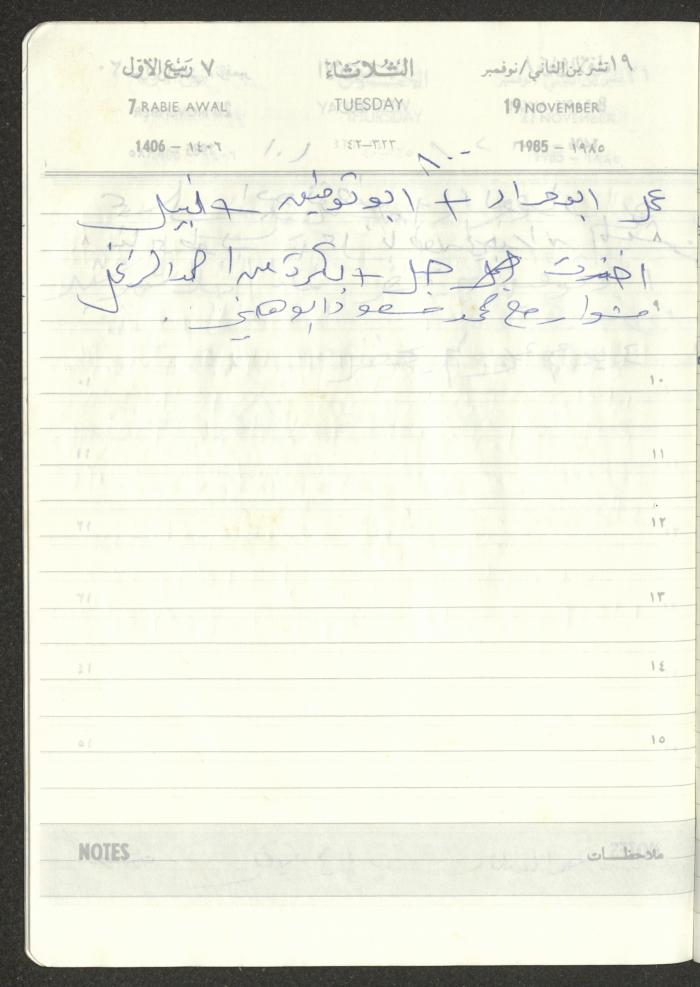 Mahmoud Khreisheh Diaries, Thinnaba- Tulkarm, 1985