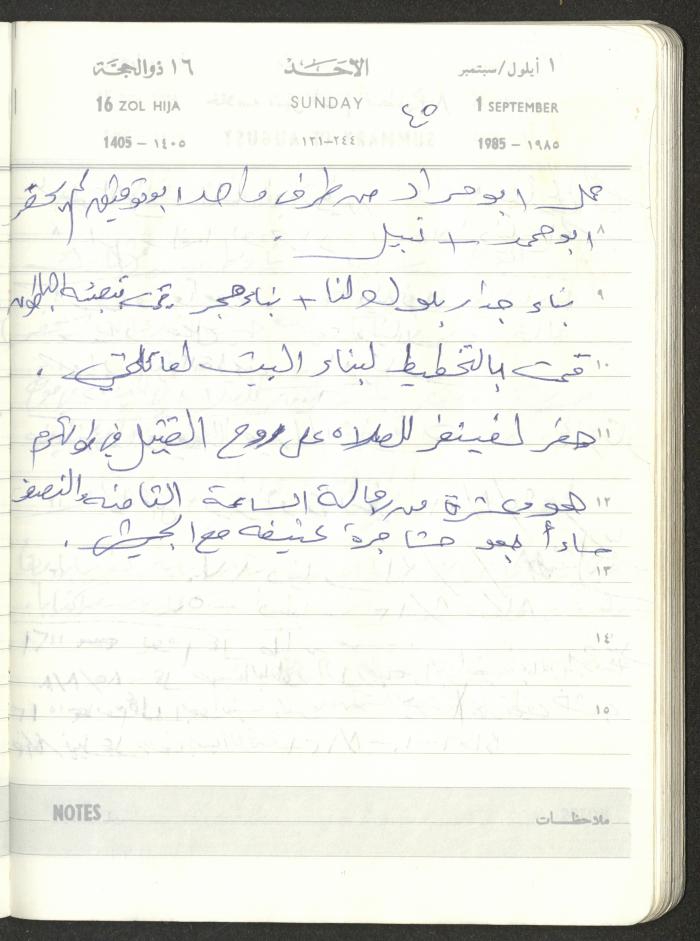 Mahmoud Khreisheh Diaries, Thinnaba- Tulkarm, 1985