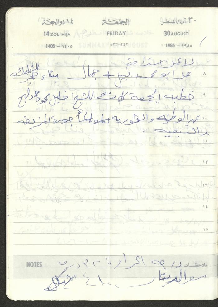 Mahmoud Khreisheh Diaries, Thinnaba- Tulkarm, 1985