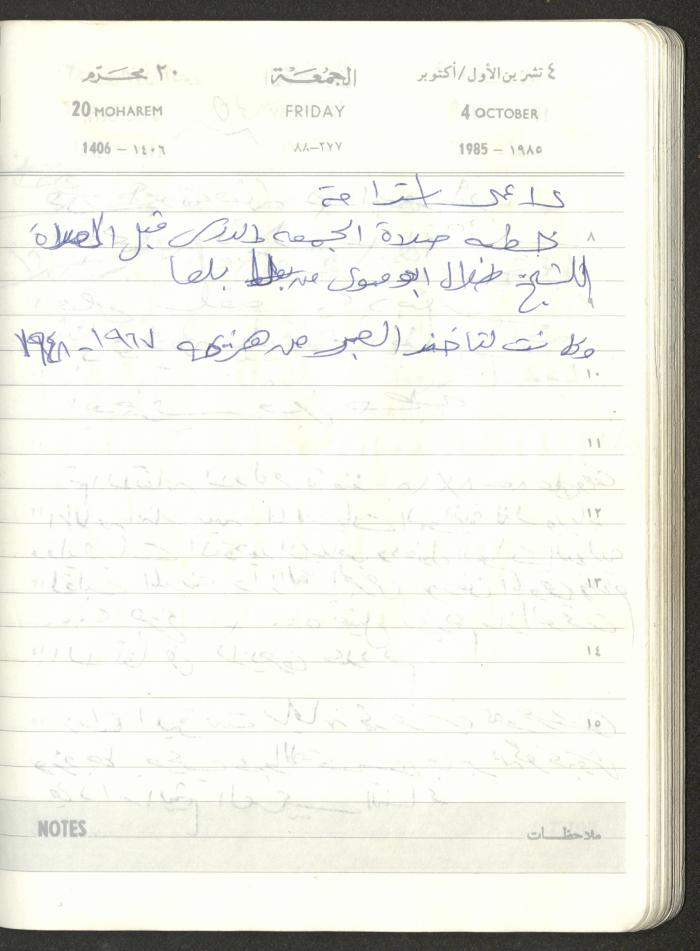 Mahmoud Khreisheh Diaries, Thinnaba- Tulkarm, 1985