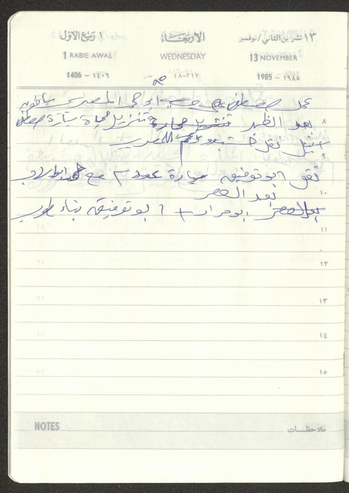 Mahmoud Khreisheh Diaries, Thinnaba- Tulkarm, 1985