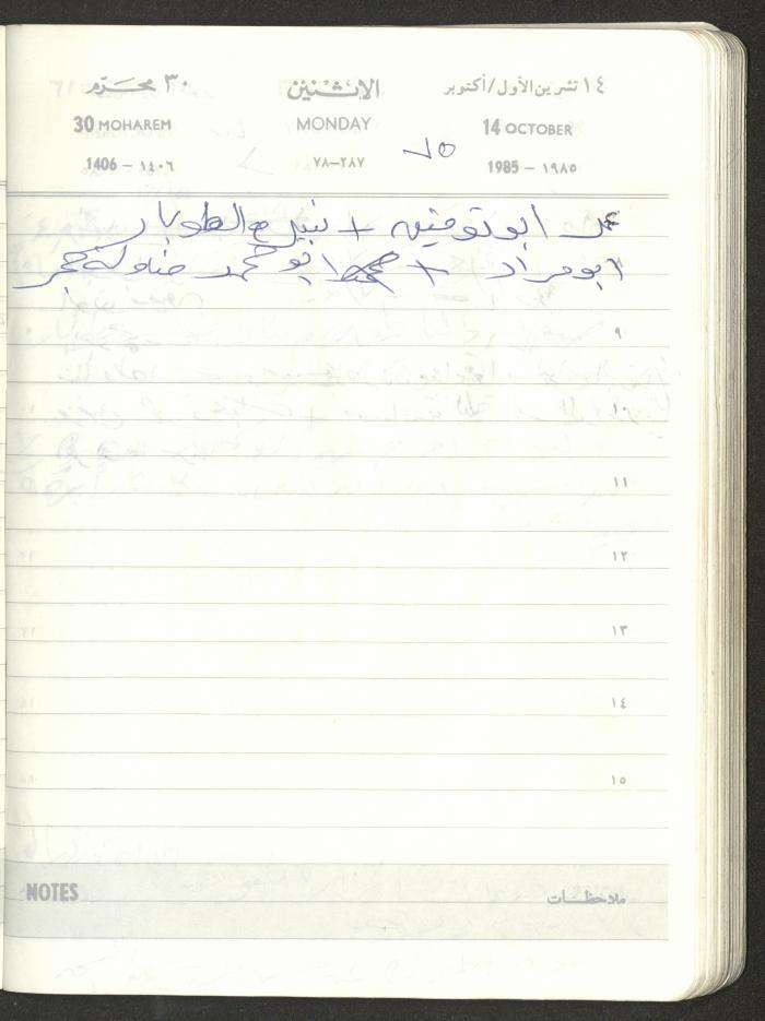 Mahmoud Khreisheh Diaries, Thinnaba- Tulkarm, 1985