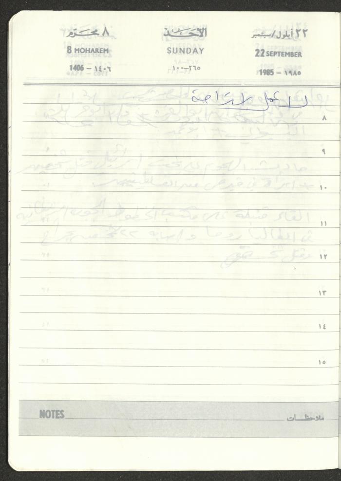 Mahmoud Khreisheh Diaries, Thinnaba- Tulkarm, 1985