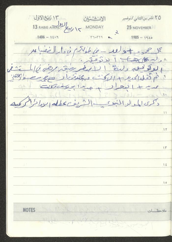 Mahmoud Khreisheh Diaries, Thinnaba- Tulkarm, 1985