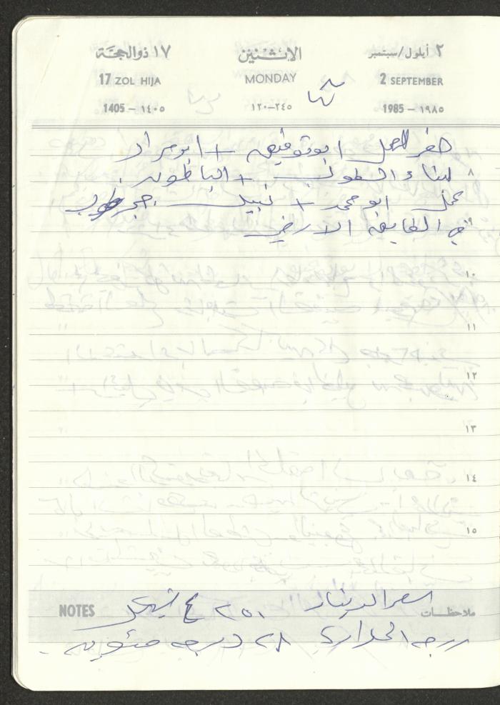 Mahmoud Khreisheh Diaries, Thinnaba- Tulkarm, 1985