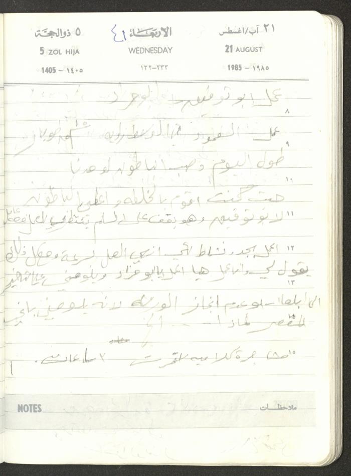 Mahmoud Khreisheh Diaries, Thinnaba- Tulkarm, 1985