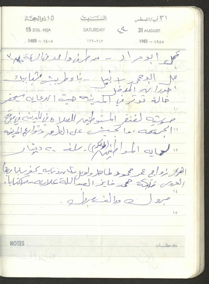 Mahmoud Khreisheh Diaries, Thinnaba- Tulkarm, 1985