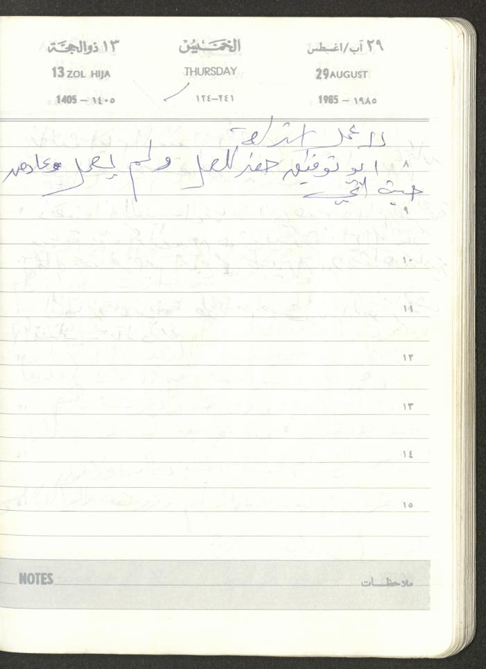 Mahmoud Khreisheh Diaries, Thinnaba- Tulkarm, 1985